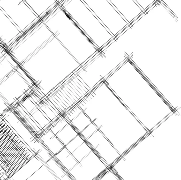 Abstracte Tekenlijnen Architectonisch Kunstconcept Minimale Geometrische Vormen — Stockvector