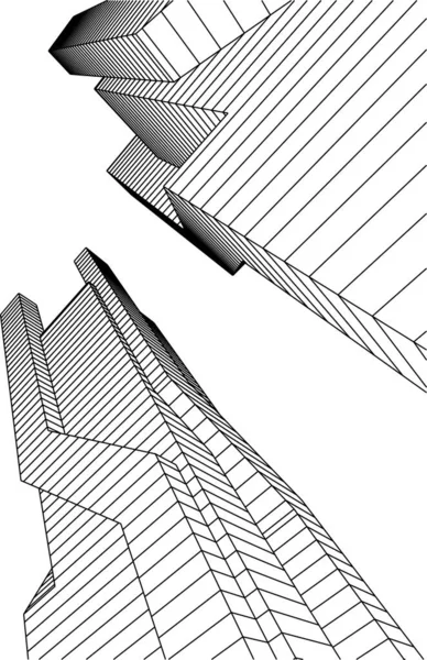 Líneas Abstractas Dibujo Concepto Arte Arquitectónico Formas Geométricas Mínimas — Vector de stock