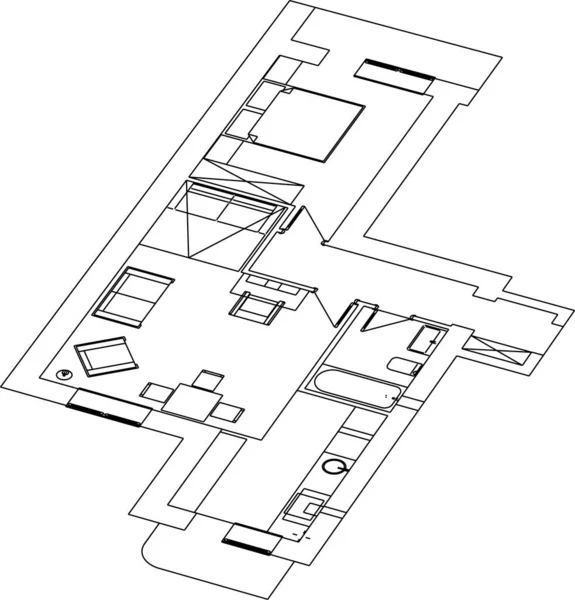 Abstrakta Teckningslinjer Arkitektonisk Konst Koncept Minimala Geometriska Former — Stock vektor