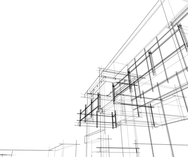 Abstracte Tekenlijnen Architectonisch Kunstconcept Minimale Geometrische Vormen — Stockvector