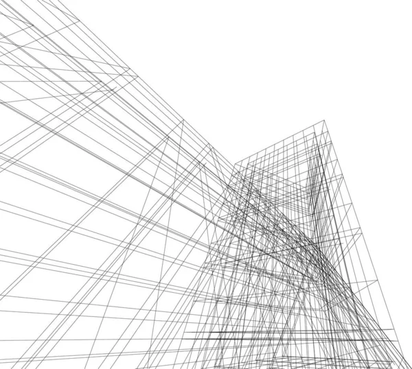 Lignes Dessin Abstraites Dans Concept Art Architectural Formes Géométriques Minimales — Image vectorielle