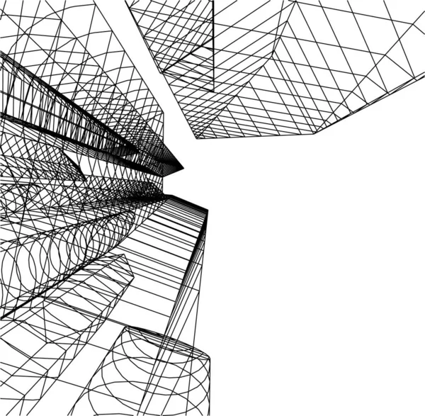 Abstracte Tekenlijnen Architectonisch Kunstconcept Minimale Geometrische Vormen — Stockvector