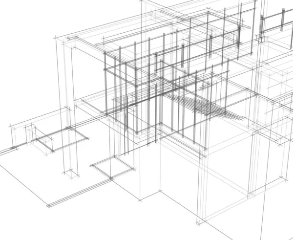 Abstrakta Teckningslinjer Arkitektonisk Konst Koncept Minimala Geometriska Former — Stock vektor