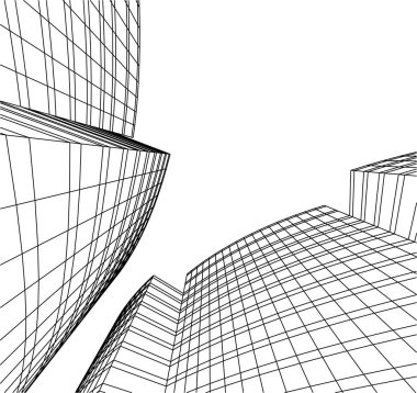 Mimari sanat konseptinde soyut çizgiler, minimum geometrik şekiller. 