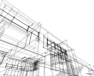 Arkaplanda mimari bina 3d illüstrasyon