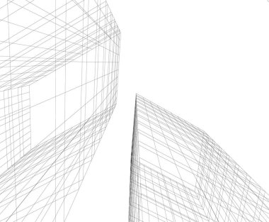 Mimari sanat konseptinde soyut çizgiler, minimum geometrik şekiller. 