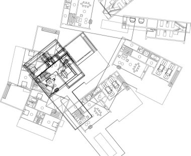 Mimari sanat konseptinde soyut çizgiler, minimum geometrik şekiller. 