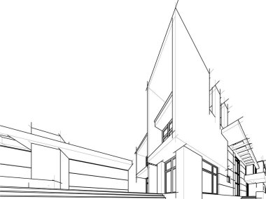 Mimari sanat konseptinde soyut çizgiler, minimum geometrik şekiller. 