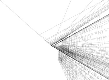 Arkaplanda mimari bina 3d illüstrasyon