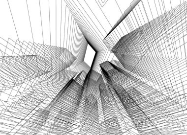 Mimari sanat konseptinde soyut çizgiler, minimum geometrik şekiller. 