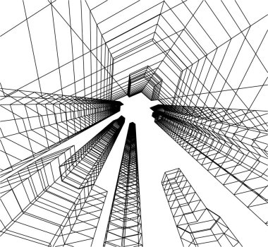 Mimari sanat konseptinde soyut çizgiler, minimum geometrik şekiller. 