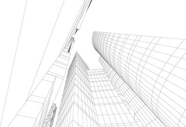 Mimari sanat konseptinde soyut çizgiler, minimum geometrik şekiller. 