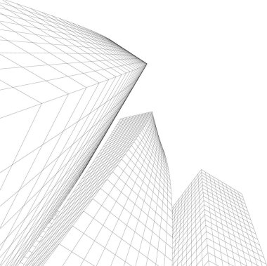 Mimari sanat konseptinde soyut çizgiler, minimum geometrik şekiller. 