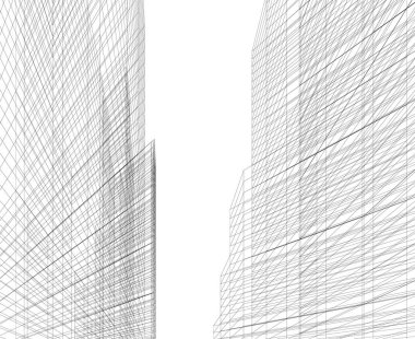 Mimari sanat konseptinde soyut çizgiler, minimum geometrik şekiller.