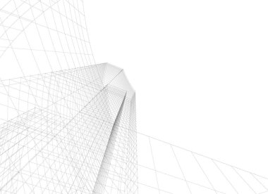 Arkaplanda mimari bina 3d illüstrasyon