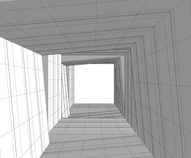 Mimari sanat konseptinde soyut çizgiler, minimum geometrik şekiller. 