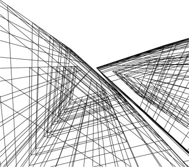 Mimari sanat konseptinde soyut çizgiler, minimum geometrik şekiller. 