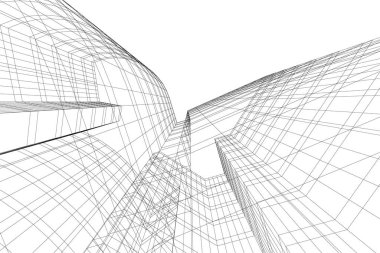 Mimari sanat konseptinde soyut çizgiler, minimum geometrik şekiller. 
