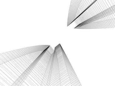 Mimari sanat konseptinde soyut çizgiler, minimum geometrik şekiller. 