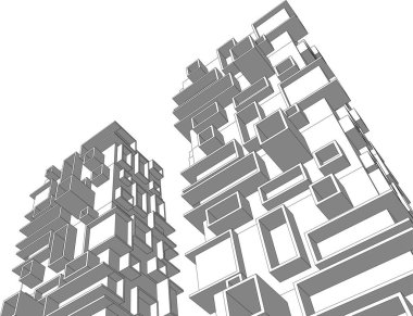 Mimari sanat konseptinde soyut çizgiler, minimum geometrik şekiller. 