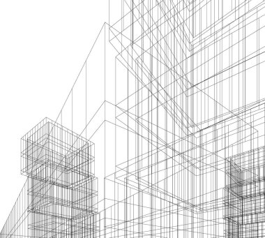 Mimari sanat konseptinde soyut çizgiler, minimum geometrik şekiller. 