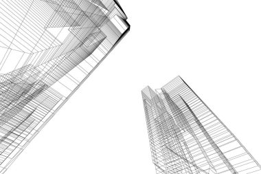 Mimari sanat konseptinde soyut çizgiler, minimum geometrik şekiller.