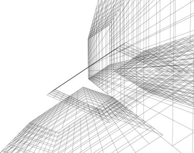 Arkaplanda mimari bina 3d illüstrasyon