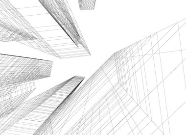 Mimari sanat konseptinde soyut çizgiler, minimum geometrik şekiller. 