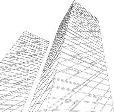 Mimari sanat konseptinde soyut çizgiler, minimum geometrik şekiller. 