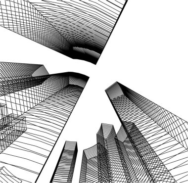 Mimari sanat konseptinde soyut çizgiler, minimum geometrik şekiller. 