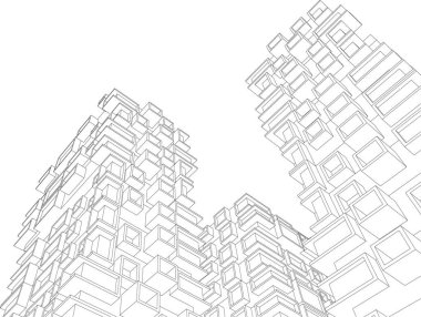 Mimari sanat konseptinde soyut çizgiler, minimum geometrik şekiller.