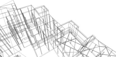 Mimari sanat konseptinde soyut çizgiler, minimum geometrik şekiller. 