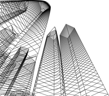 Mimari sanat konseptinde soyut çizgiler, minimum geometrik şekiller. 