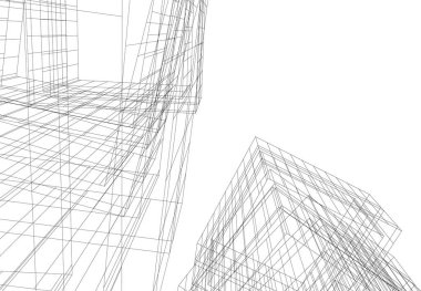 Mimari sanat konseptinde soyut çizgiler, minimum geometrik şekiller. 