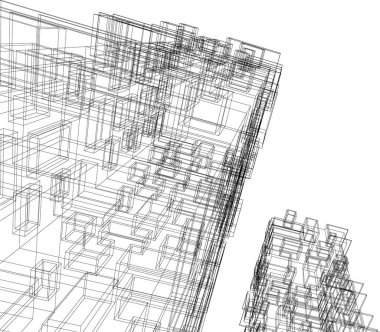 Mimari sanat konseptinde soyut çizgiler, minimum geometrik şekiller. 