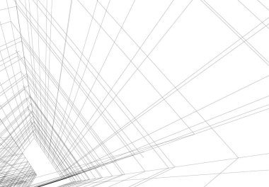 Mimari sanat konseptinde soyut çizgiler, minimum geometrik şekiller. 