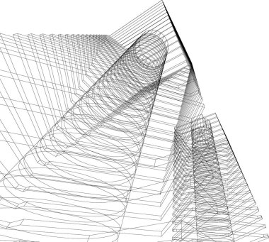 Mimari sanat konseptinde soyut çizgiler, minimum geometrik şekiller. 