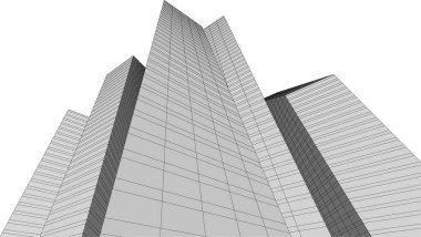 Arkaplanda mimari bina 3d illüstrasyon