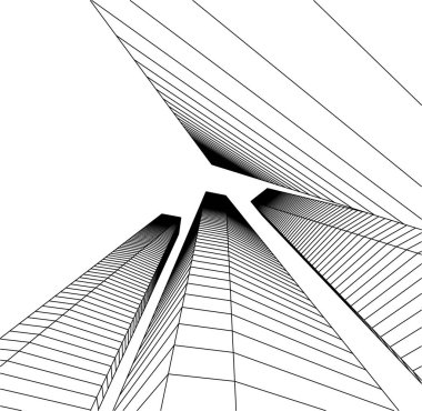 Mimari sanat konseptinde soyut çizgiler, minimum geometrik şekiller. 