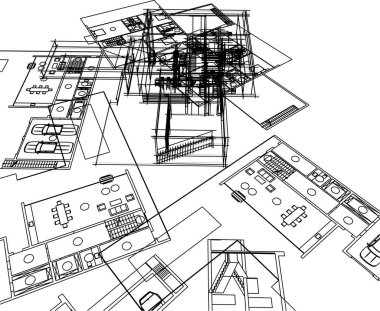 Mimari sanat konseptinde soyut çizgiler, minimum geometrik şekiller.