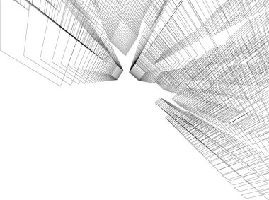 Mimari sanat konseptinde soyut çizgiler, minimum geometrik şekiller. 