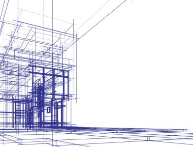 Arkaplanda mimari bina 3d illüstrasyon