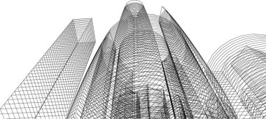 Arkaplanda mimari bina 3d illüstrasyon