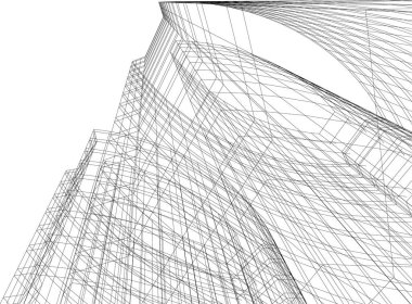 Mimari sanat konseptinde soyut çizgiler, minimum geometrik şekiller. 