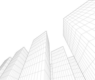 Mimari sanat konseptinde soyut çizgiler, minimum geometrik şekiller. 