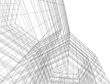 Mimari sanat konseptinde soyut çizgiler, minimum geometrik şekiller. 