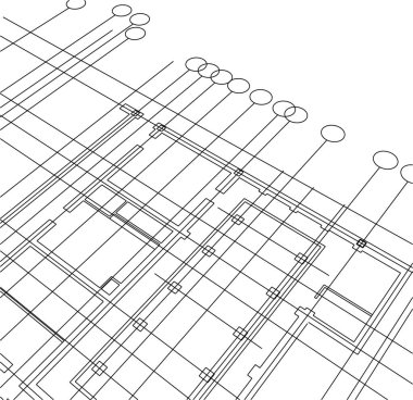 Mimari sanat konseptinde soyut çizgiler, minimum geometrik şekiller. 