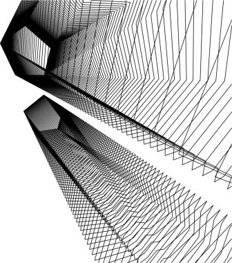 Mimari sanat konseptinde soyut çizgiler, minimum geometrik şekiller. 