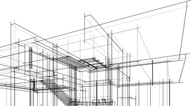 Mimari sanat konseptinde soyut çizgiler, minimum geometrik şekiller. 