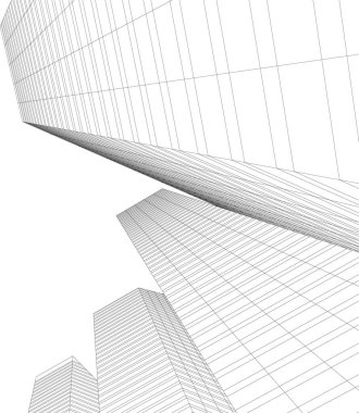 Mimari sanat konseptinde soyut çizgiler, minimum geometrik şekiller.